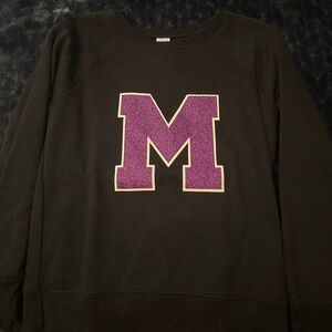 Time and Tru Black Sweatshirt with Purple Glitter Letter